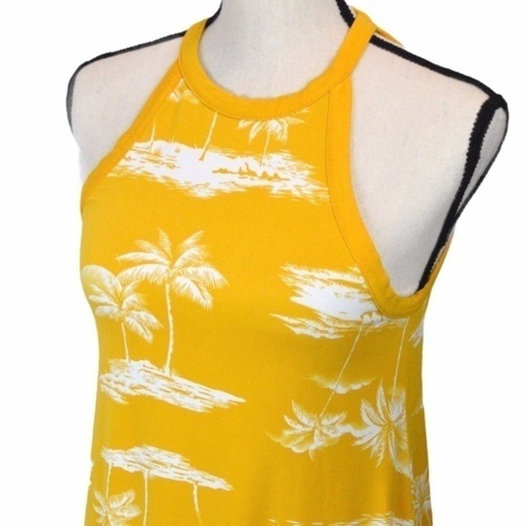 Old Navy High Neck Sleeveless Halter Swing Style Dress, XS, Golden Palm Print - Picture 3 of 10